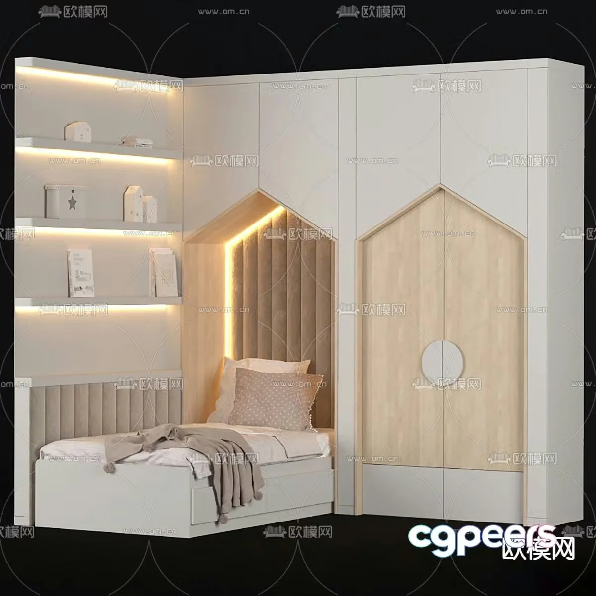 Modern children’s wardrobe children’s bed 3d model