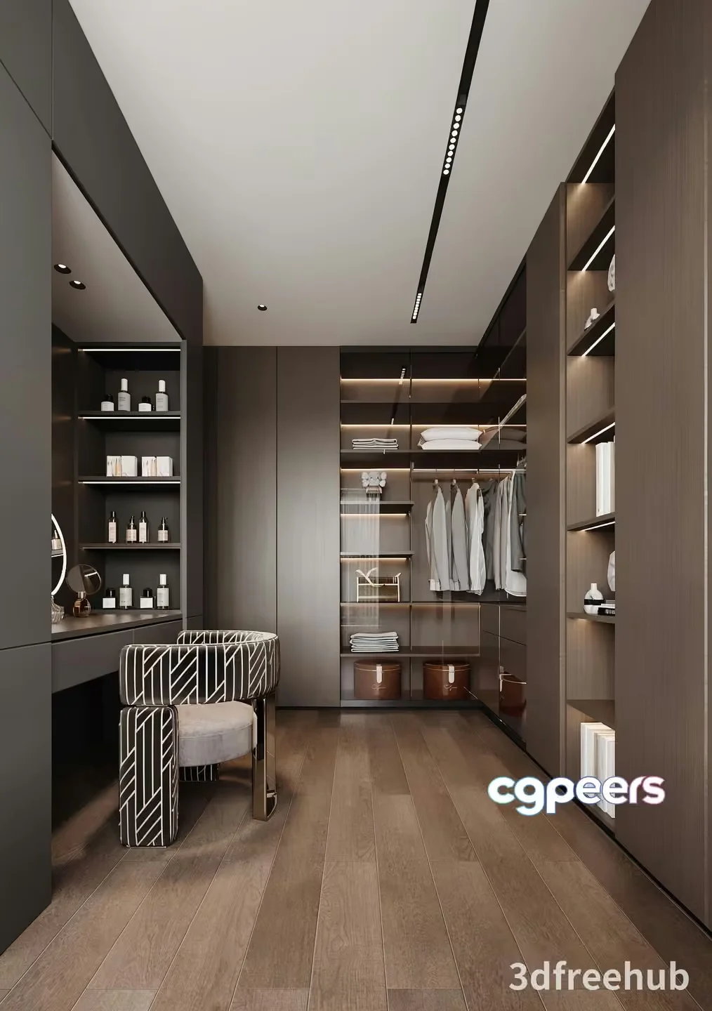 Modern Walk-In Closet 3D Model – 21239 – VRAY Render