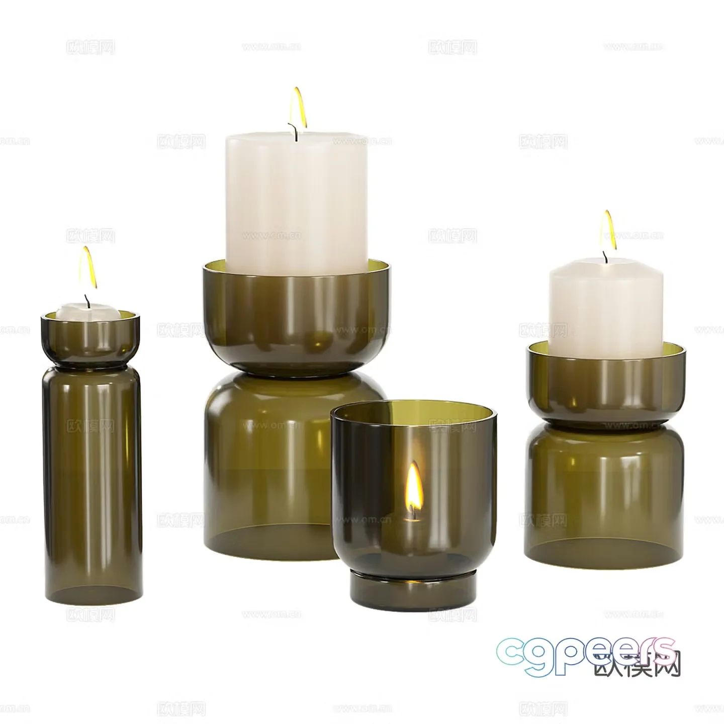 Modern glass candle holder candle 3d model