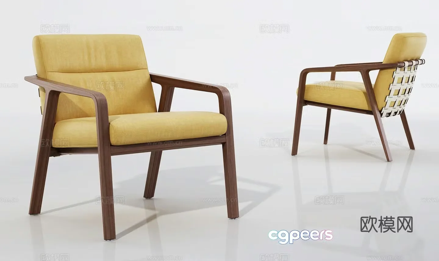 Modern light luxury leisure chair single chair cloth chair book chair dining chair 3d model