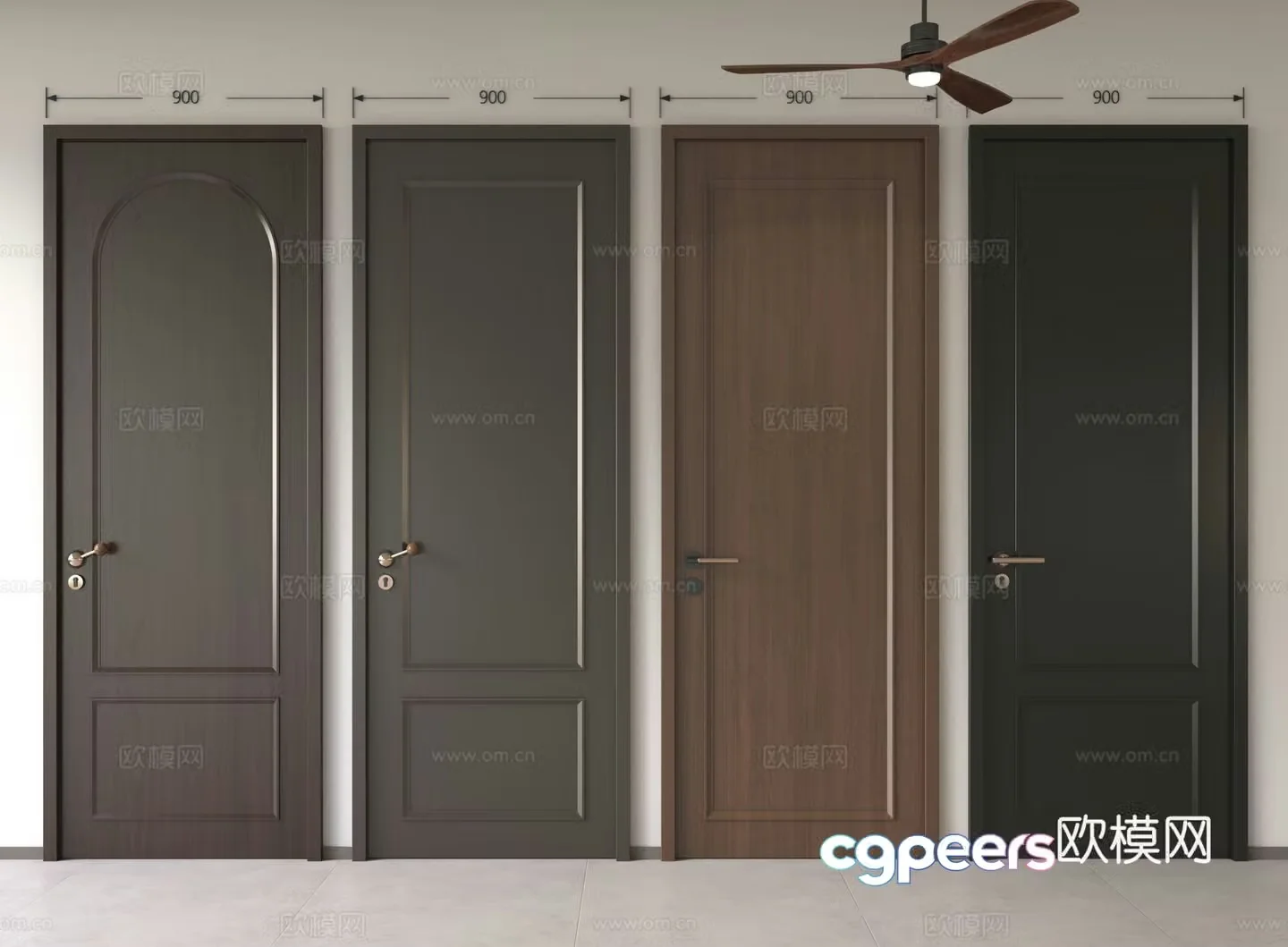 Medium-old single-open door Medium-old bedroom door Single-open door Swing door Wooden door 3D model