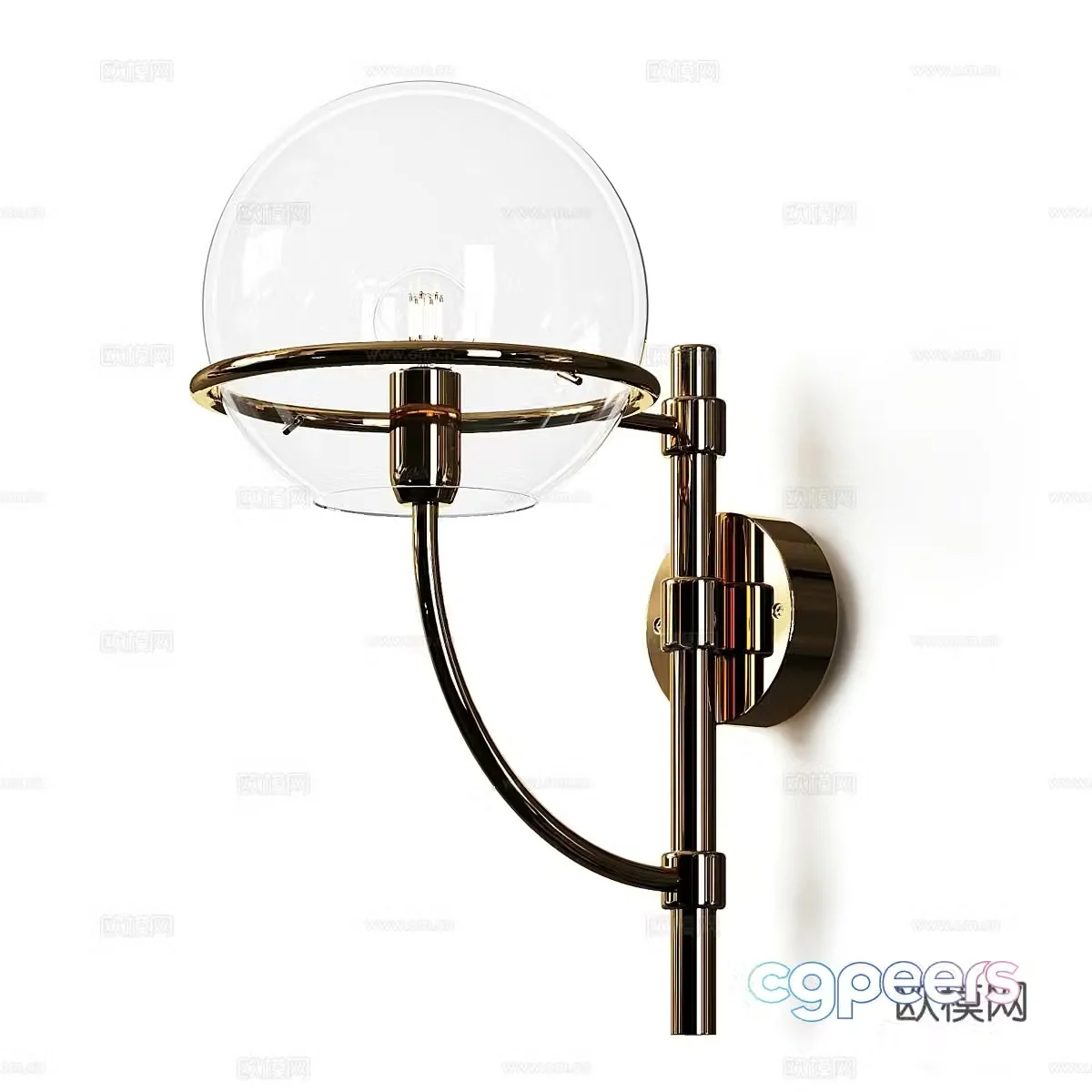 Modern light luxury minimalist spherical glass metal chandeliers 3D model