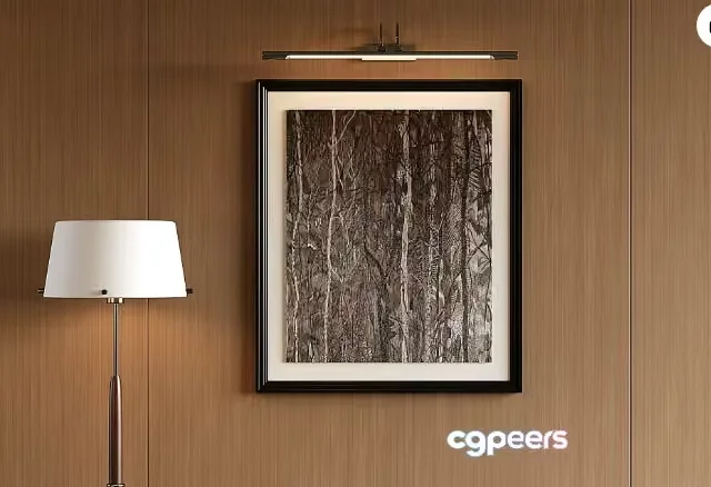 A Framed Picture With A Lamp 3D Model – 17544 – VRAY Render