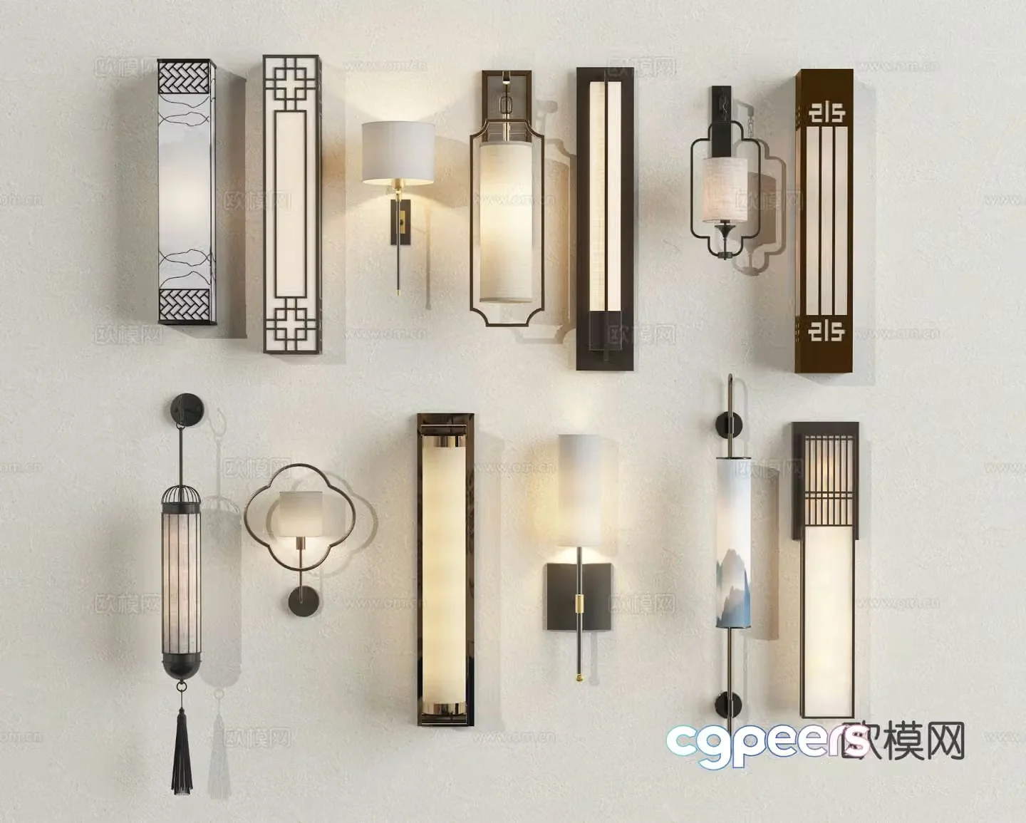 New Chinese style wall lamp 3d model
