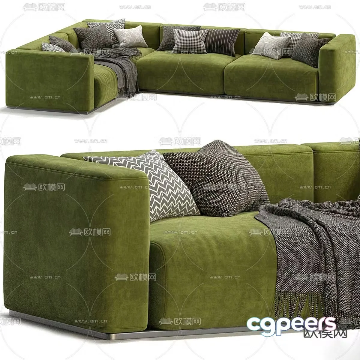 FLEXFORM green corner sofa 3d model