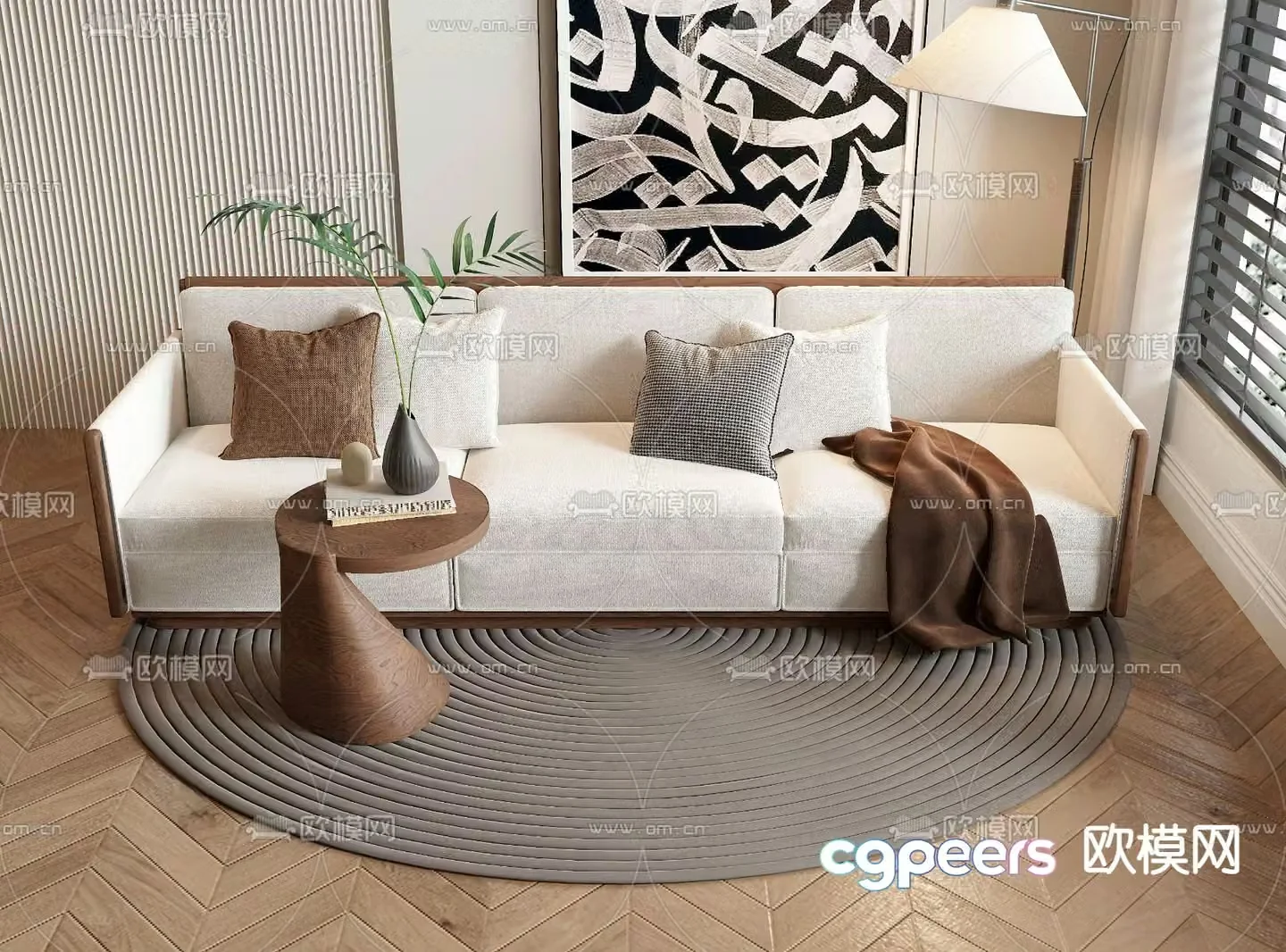 Medieval style leisure sofa multi-person sofa 3D model