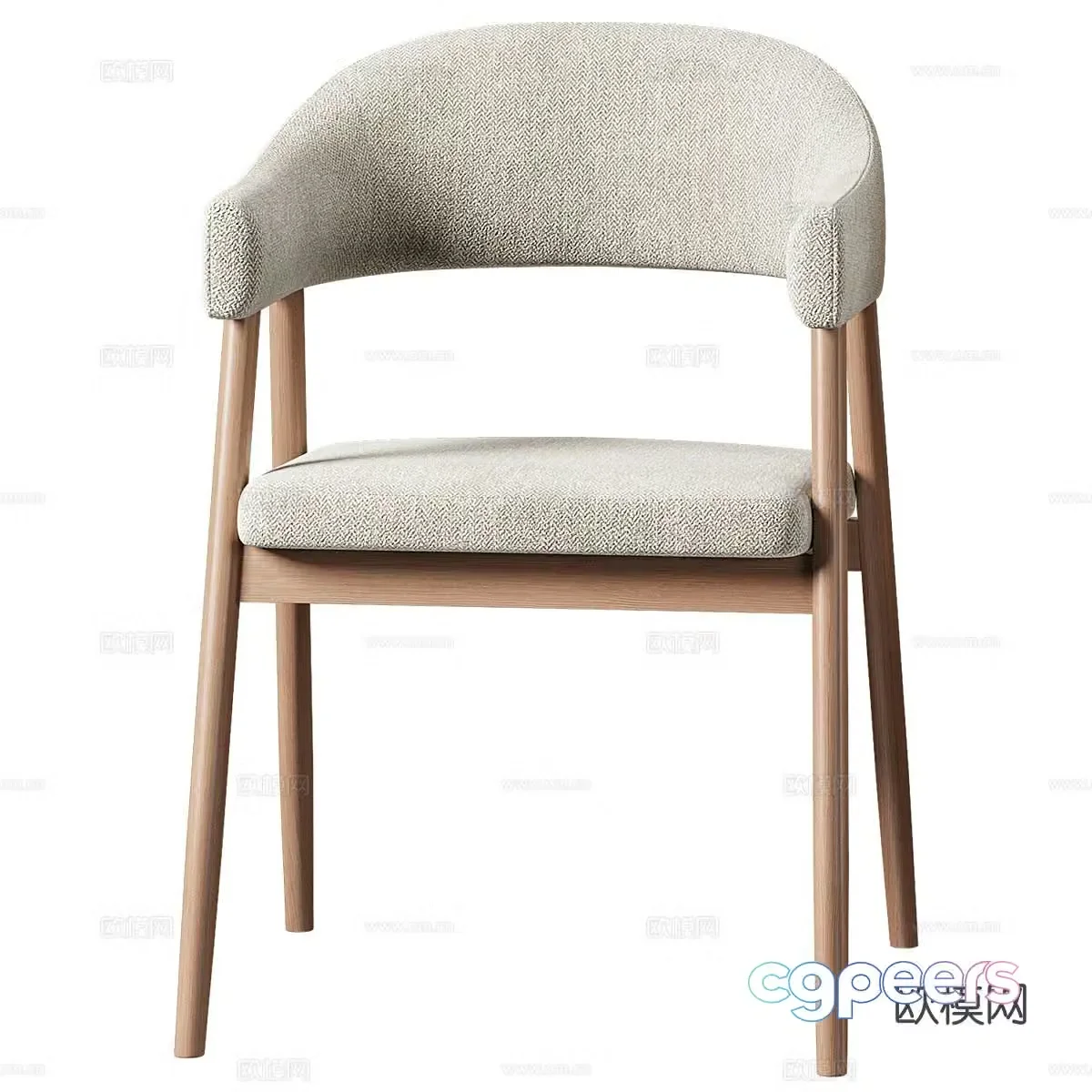New Chinese style fabric wooden chair 3D model