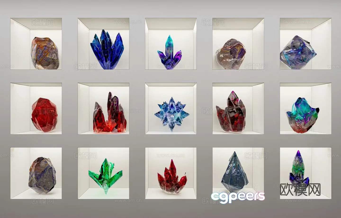 Modern crystal gems agate ore gemstone diamond stone strange stone volcanic stone gem jade ore 3D model