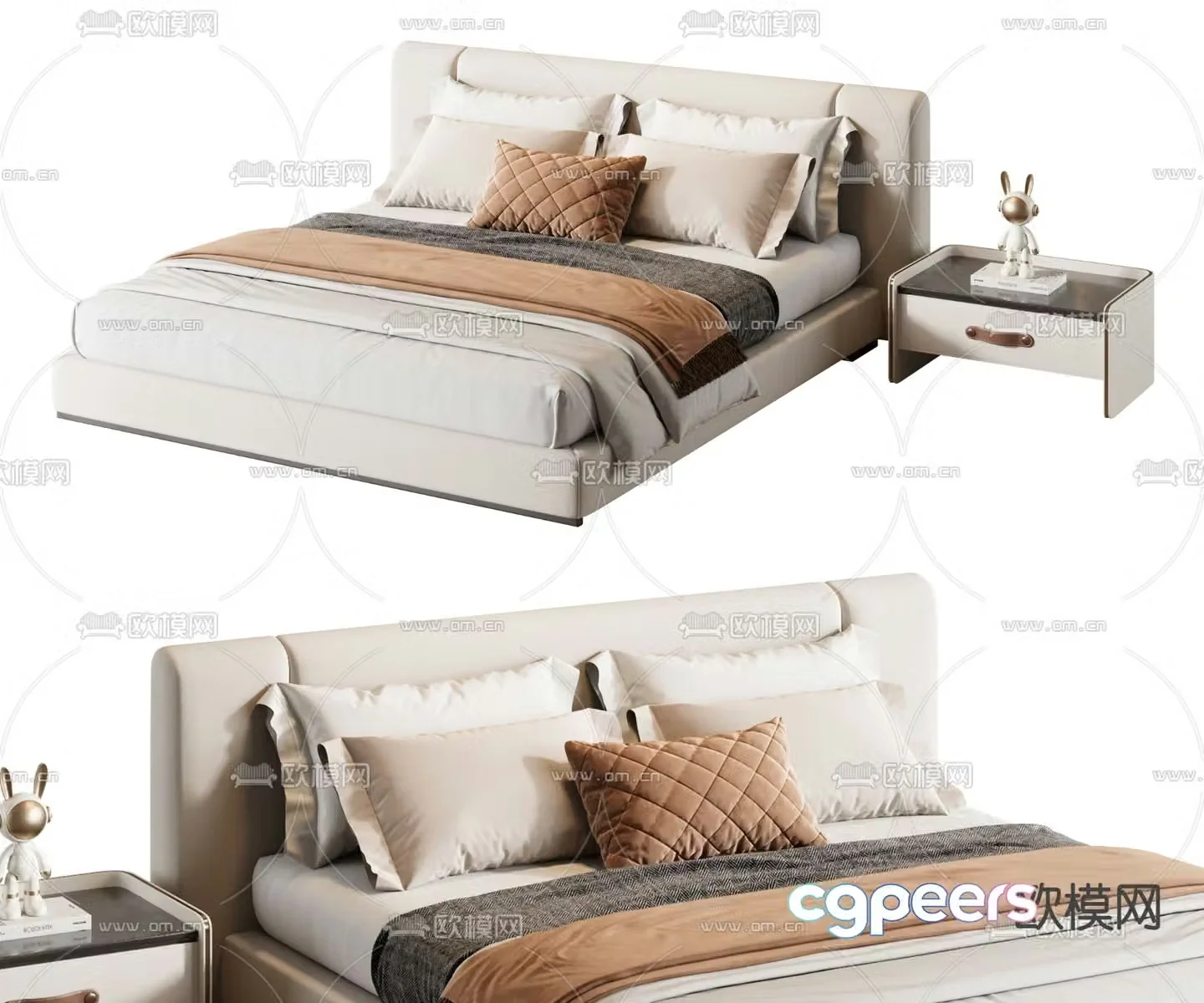 Modern double bed 3d model