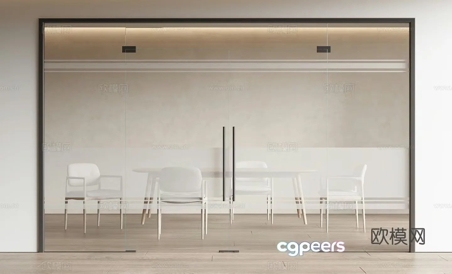 Office door double door high partition glass partition 3d model