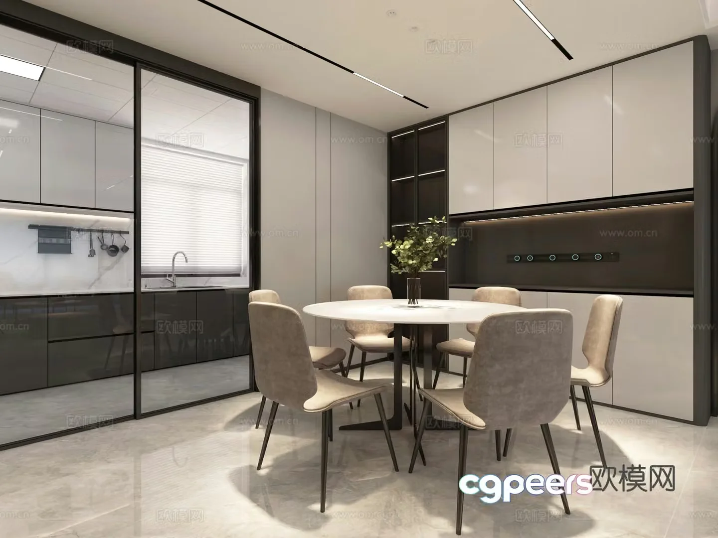Modern restaurant with no owner light design 3d model