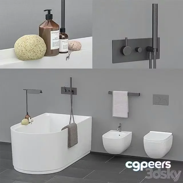 3ds Max Free – Ceramica Cielo bath set