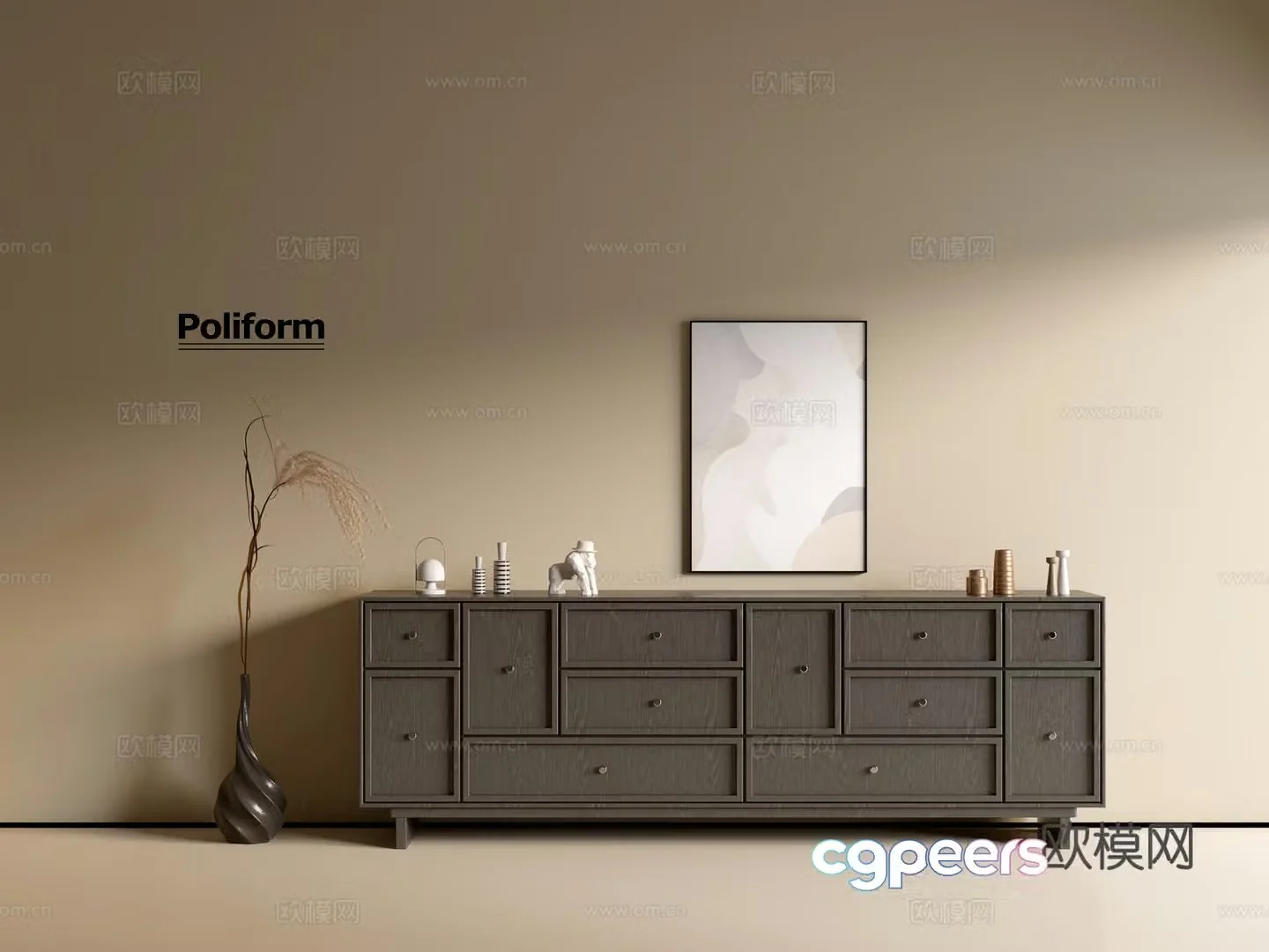 Modern black wood grain cabinet ins wind minimalist wind cabinet whole cabinet sideboard balcony cabinet 3d model