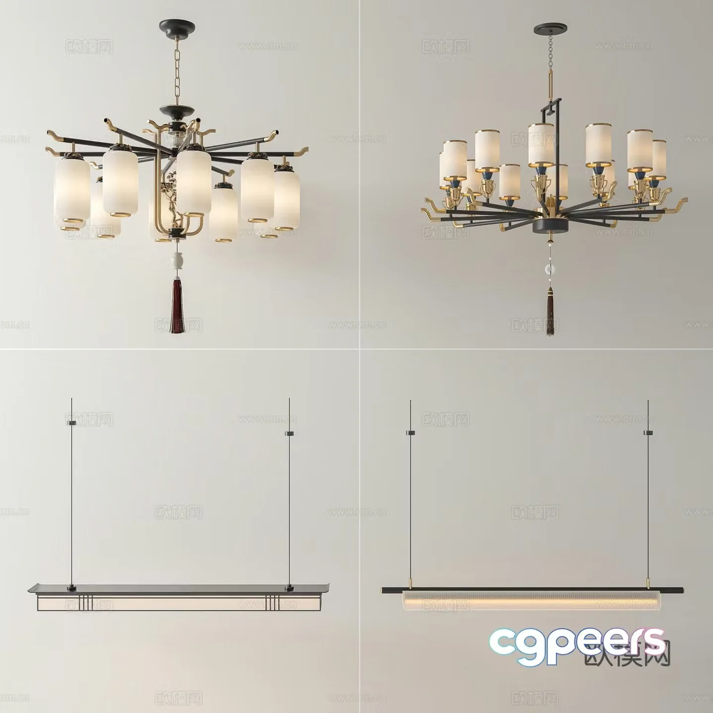 New Chinese style Chinese chandeliers New Chinese style study chandeliers New Chinese style living room chandeliers New Chinese style restaurant 3D model