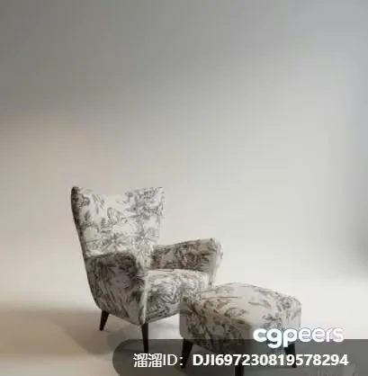 Floral Patterned Chair 3D Model – 14241 – VRAY Render