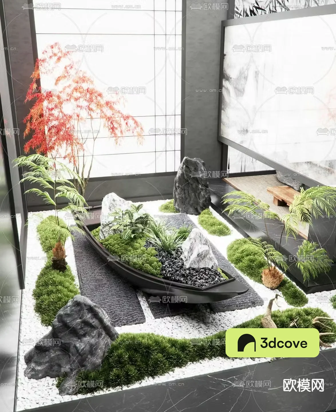 Indoor landscaping moss landscape