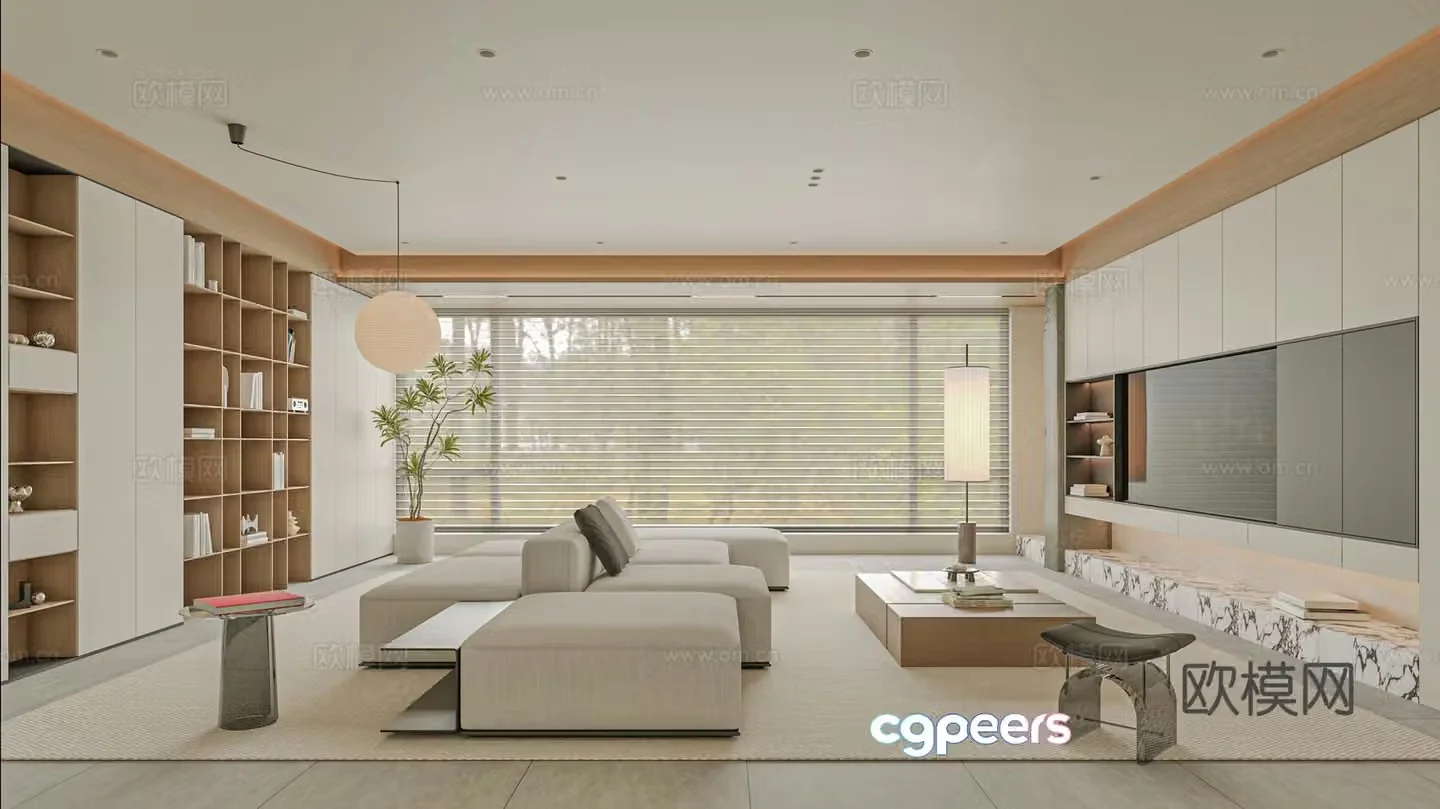Modern living room sofa single chair coffee table 3d model