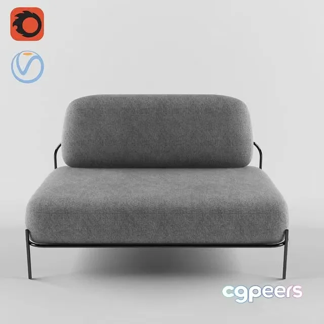3ds Max Free – Pawai sofa (Metal, Fabric)