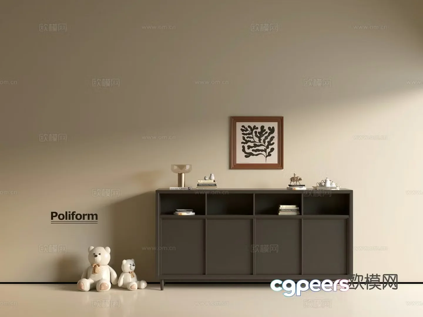 Modern black cabinet ins wind side cabinet chest cabinet low cabinet whole cabinet dining side cabinet balcony cabinet 3d model