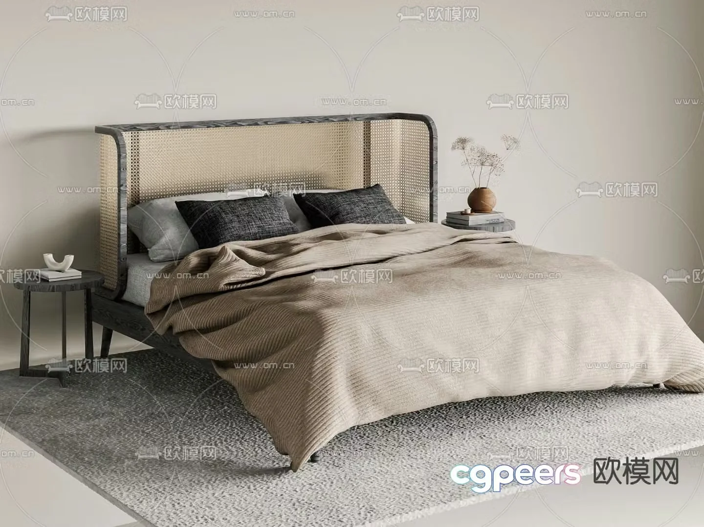 Modern double bed 3d model