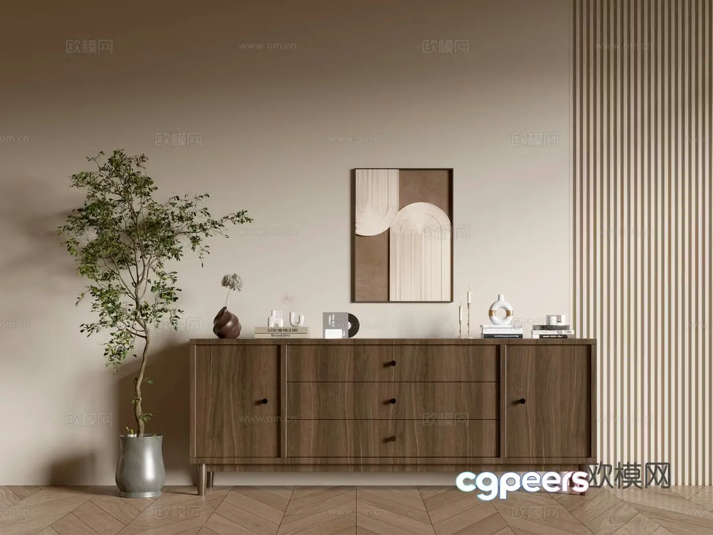 Modern wood grain cabinet ins wind minimalist wind cabinet whole cabinet sideboard balcony cabinet storage 3D model
