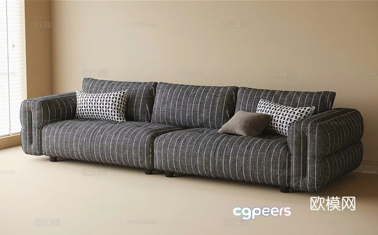 Modern three-seat sofa 3d model