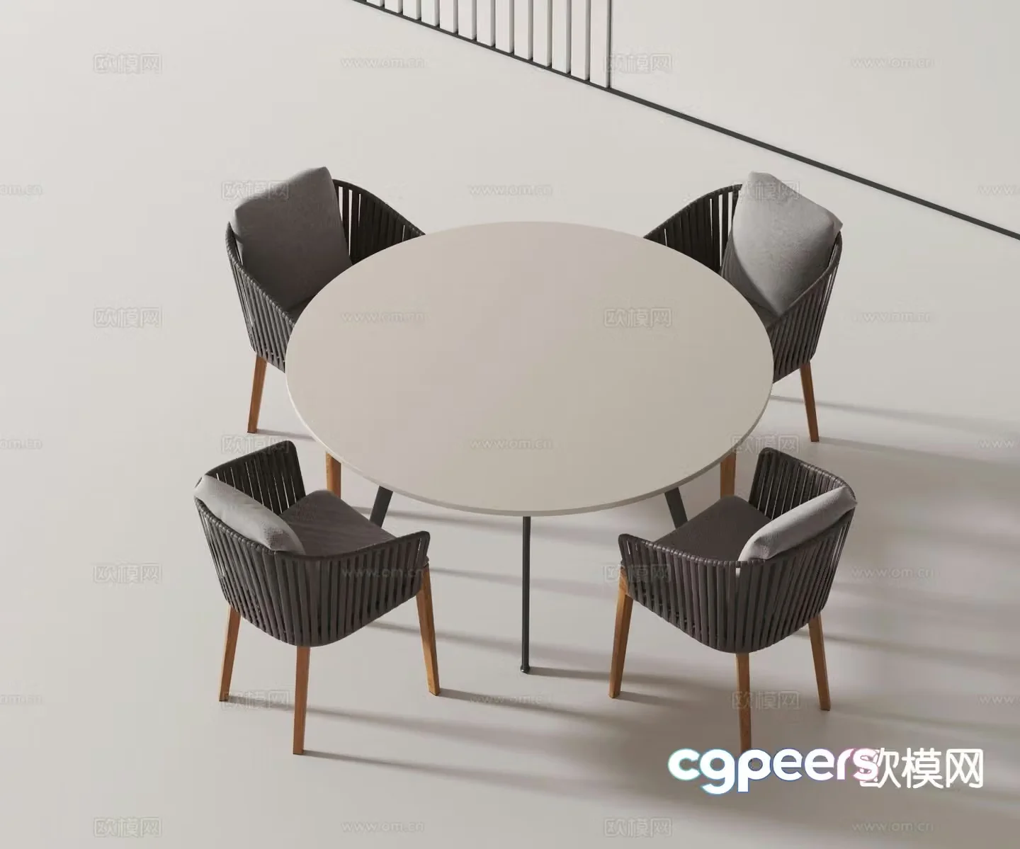 Modern round dining table and chairs 3d model