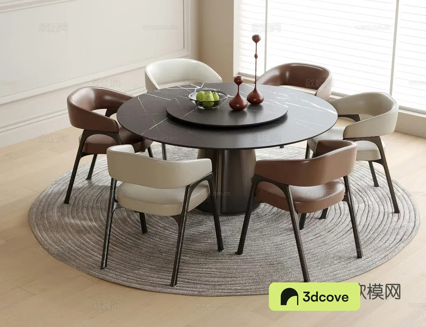 Modern round dining table and chairs