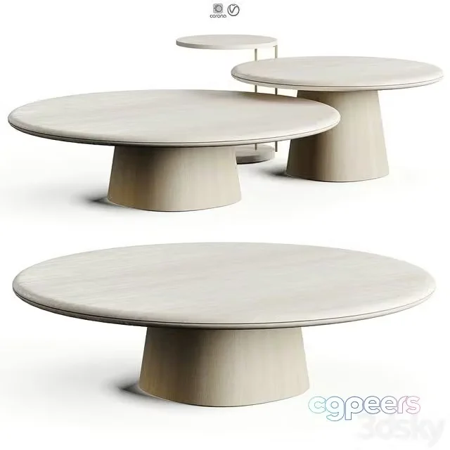 3ds Max Free – Meridiani LEON 2025 Travertino Coffee Table