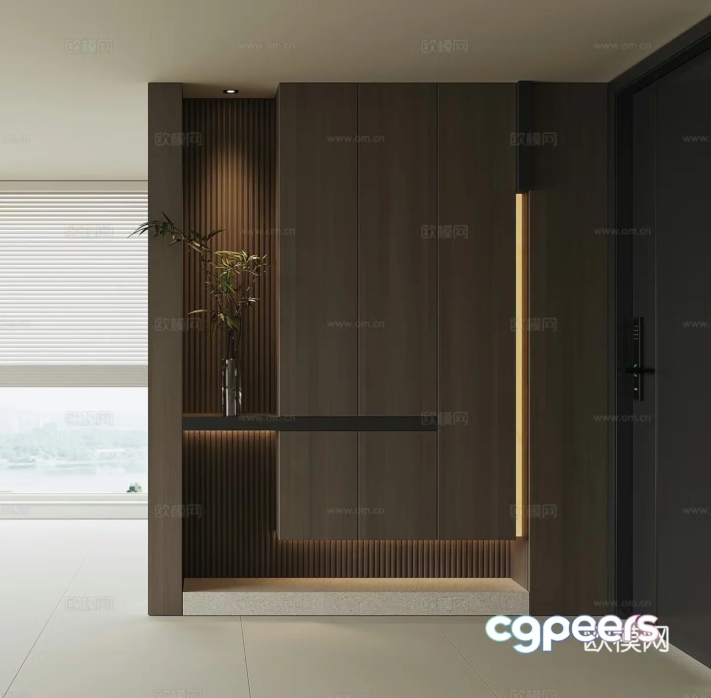 Modern home entrance shoe cabinet 3D model