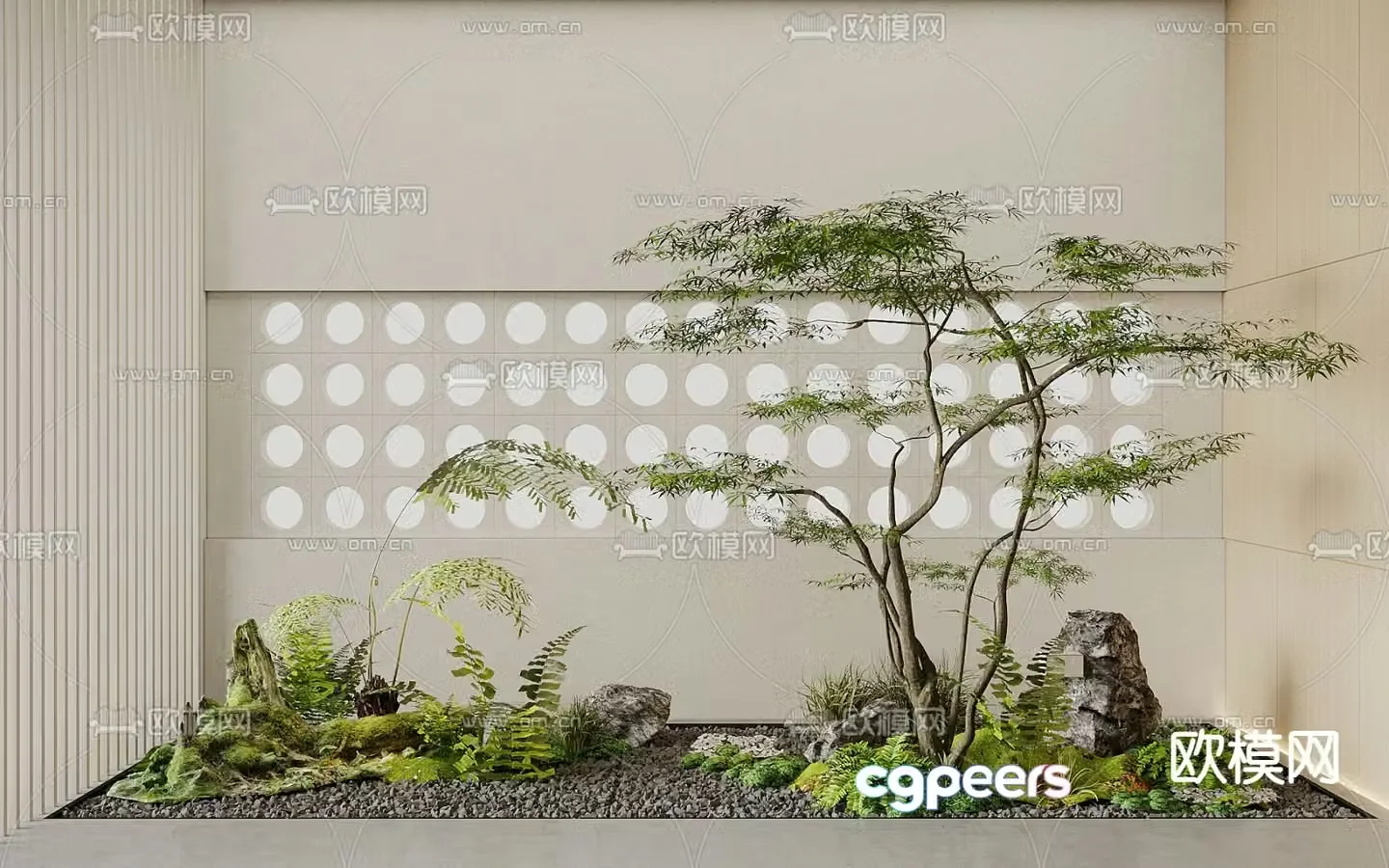 Landscape sketch plant landscaping moss landscape stone 3D model
