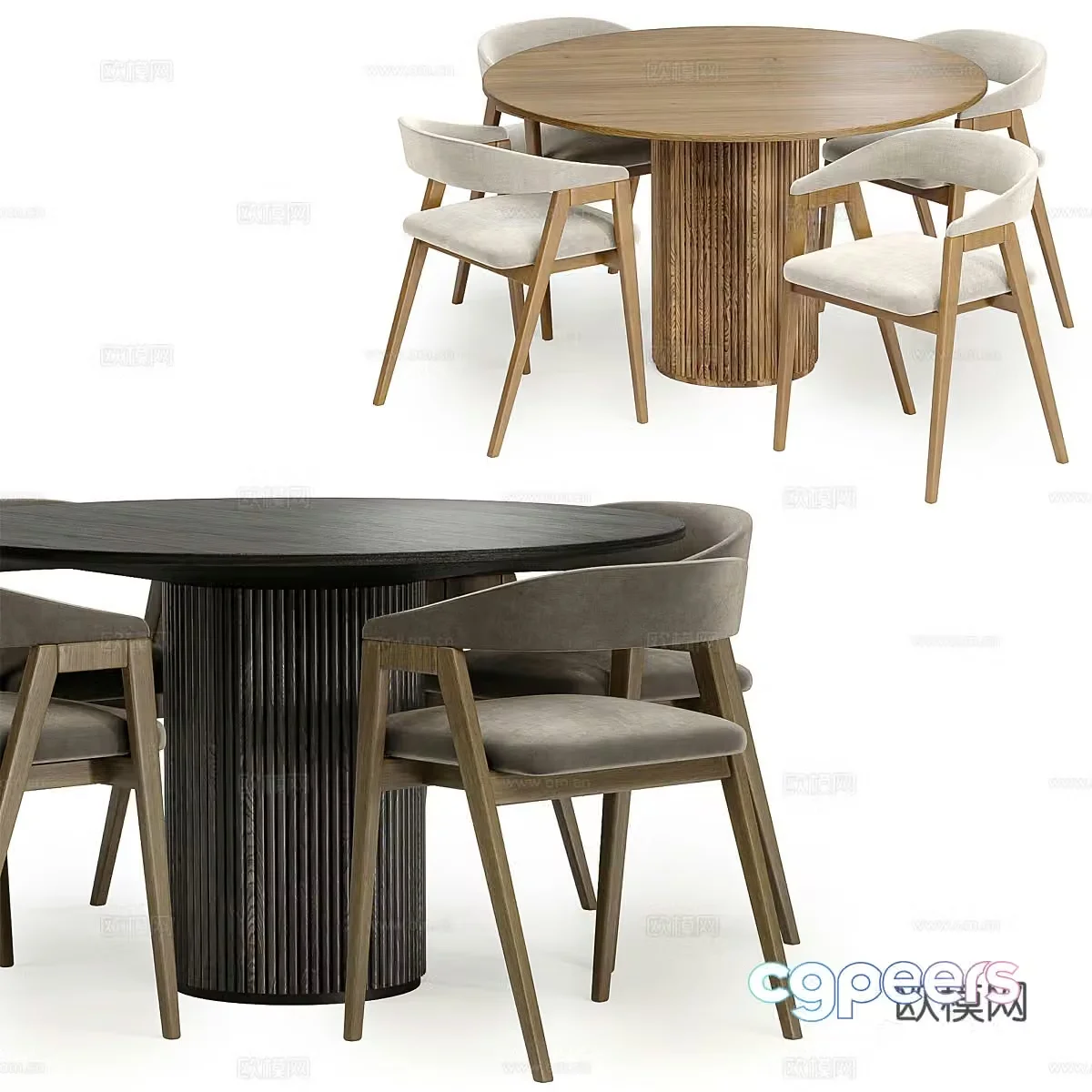 New Chinese dining table and chair 3D model