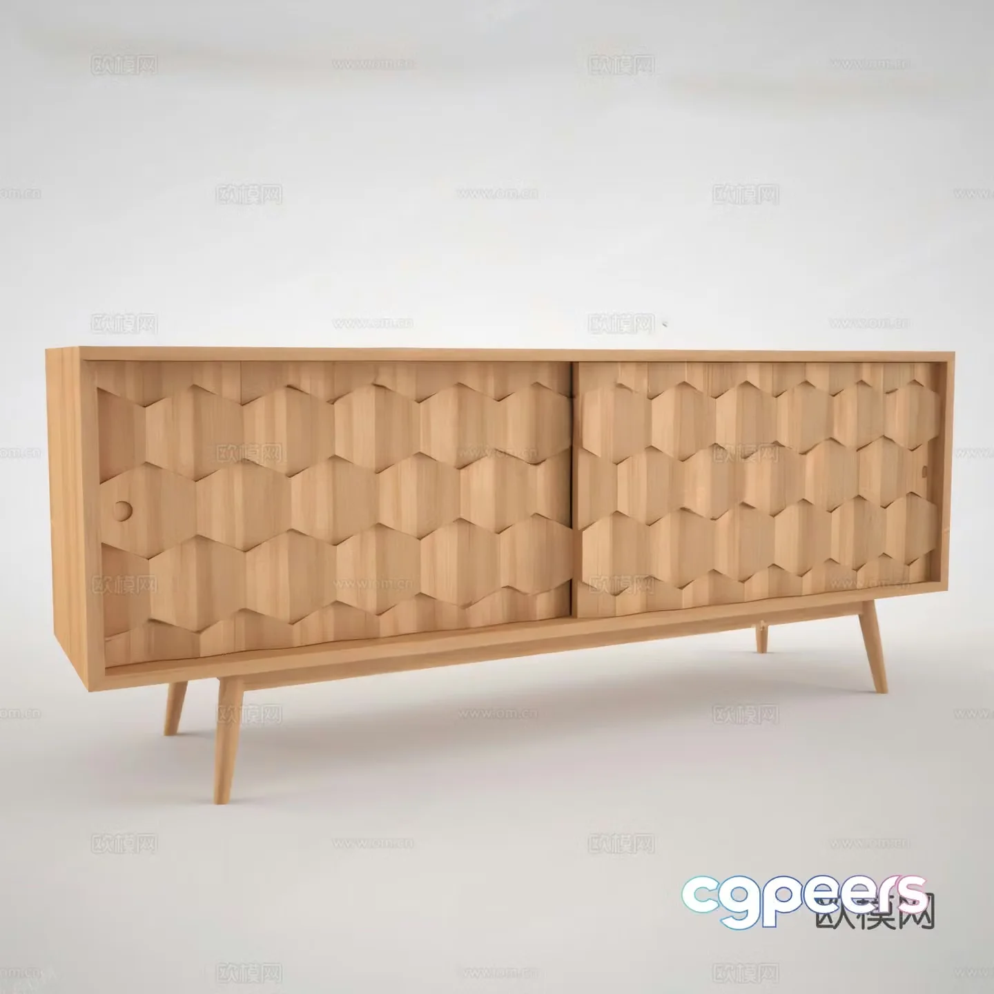 Log style TV cabinet 3D model