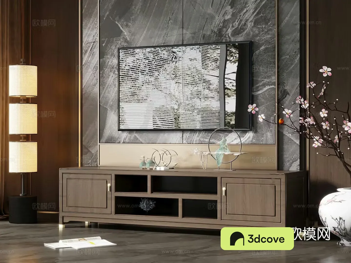 TV cabinet new Chinese TV background wall TV cabinet