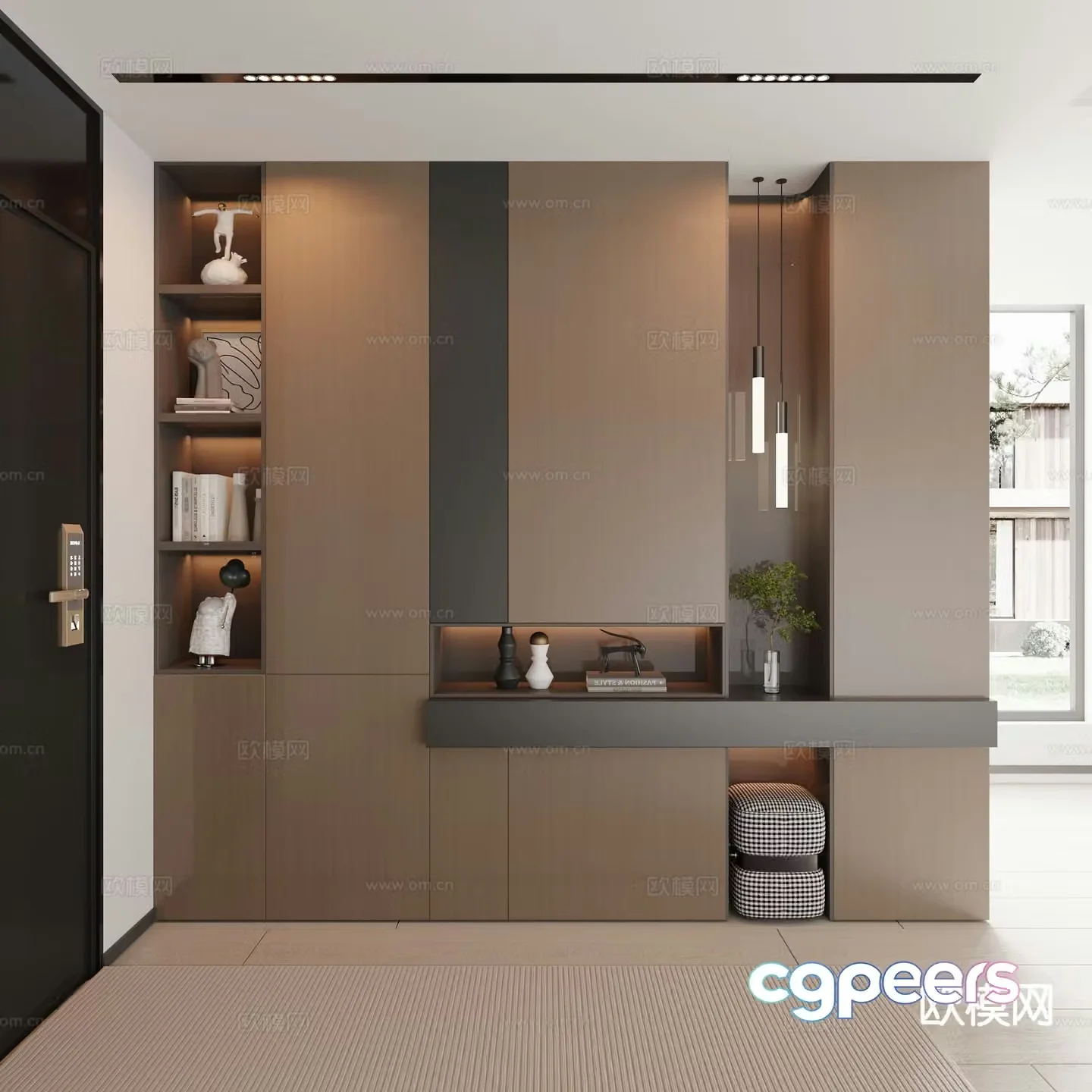 Italian shoe cabinet entrance cabinet 3d model