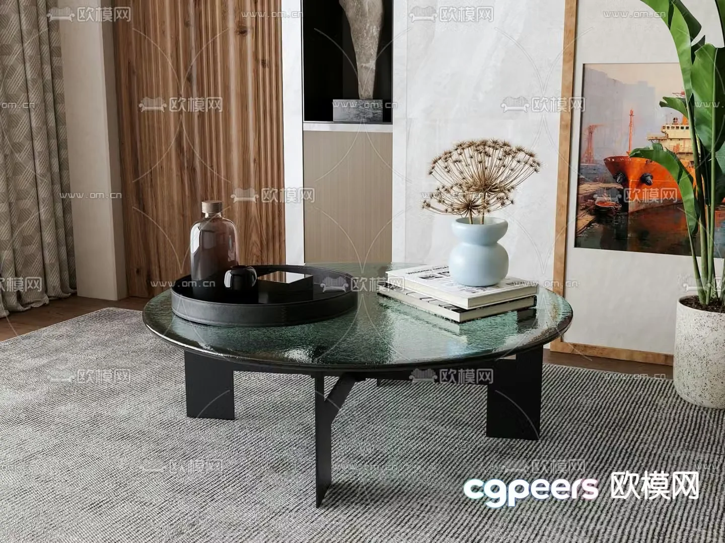 Round coffee table desktop ornaments 3d model