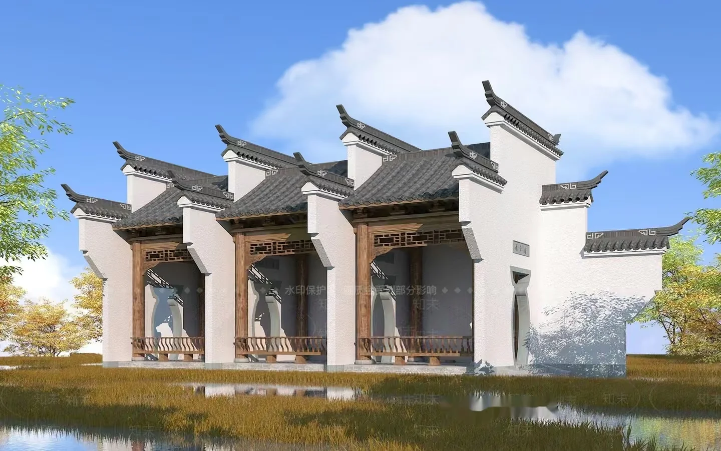A Traditional Chinese Building 3D Model – 3021 – VRAY Render
