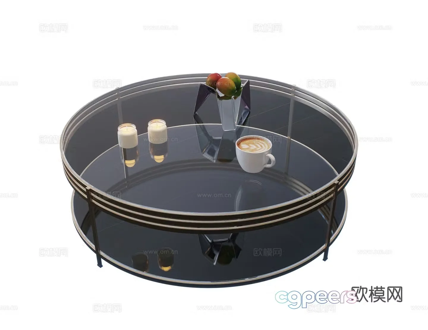 Modern coffee table round coffee table glass coffee table acrylic coffee table coffee table ornament 3D model