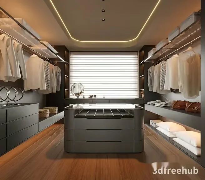 A Large Walk-In Closet 3D Model – 20212 – VRAY Render
