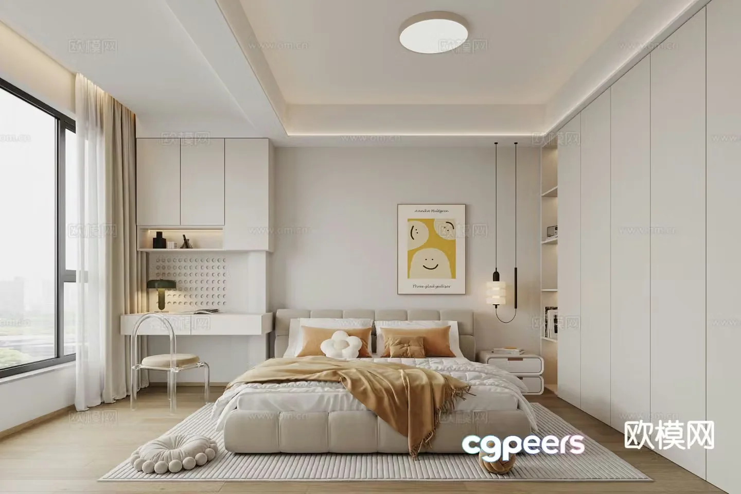 Cream style bedroom master bedroom 3d model