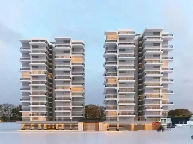 Two Tall White Apartment Buildings 3D Model – 14662 – VRAY Render