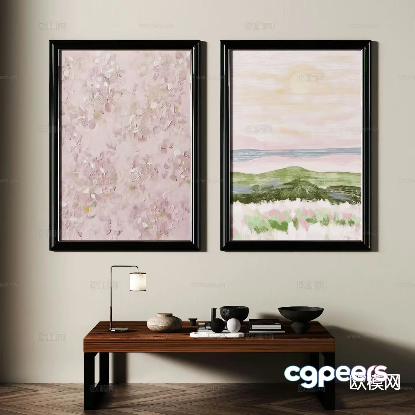 Medieval style art painting flower painting decorative painting 3D model