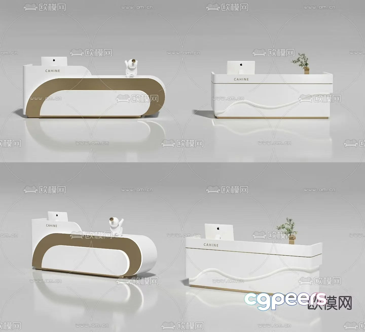 Modern front desk reception desk service desk information desk 3d model
