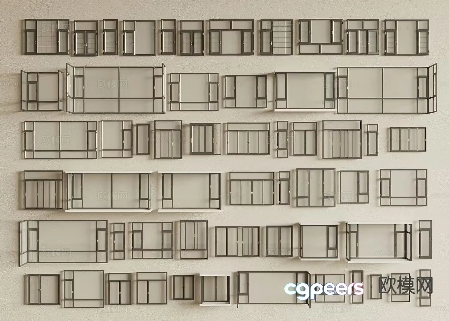 Modern windows casement windows floor-to-ceiling windows balcony windows bay windows sliding windows 3D model