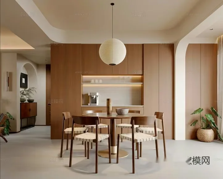 Mid-Century Modern Dining Room 3D Model – 10892 – VRAY Render