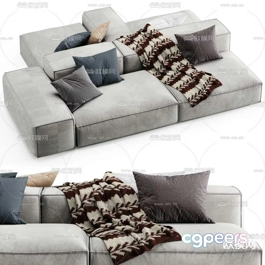 B&B Italia modern fabric patchwork office sofa 3d model