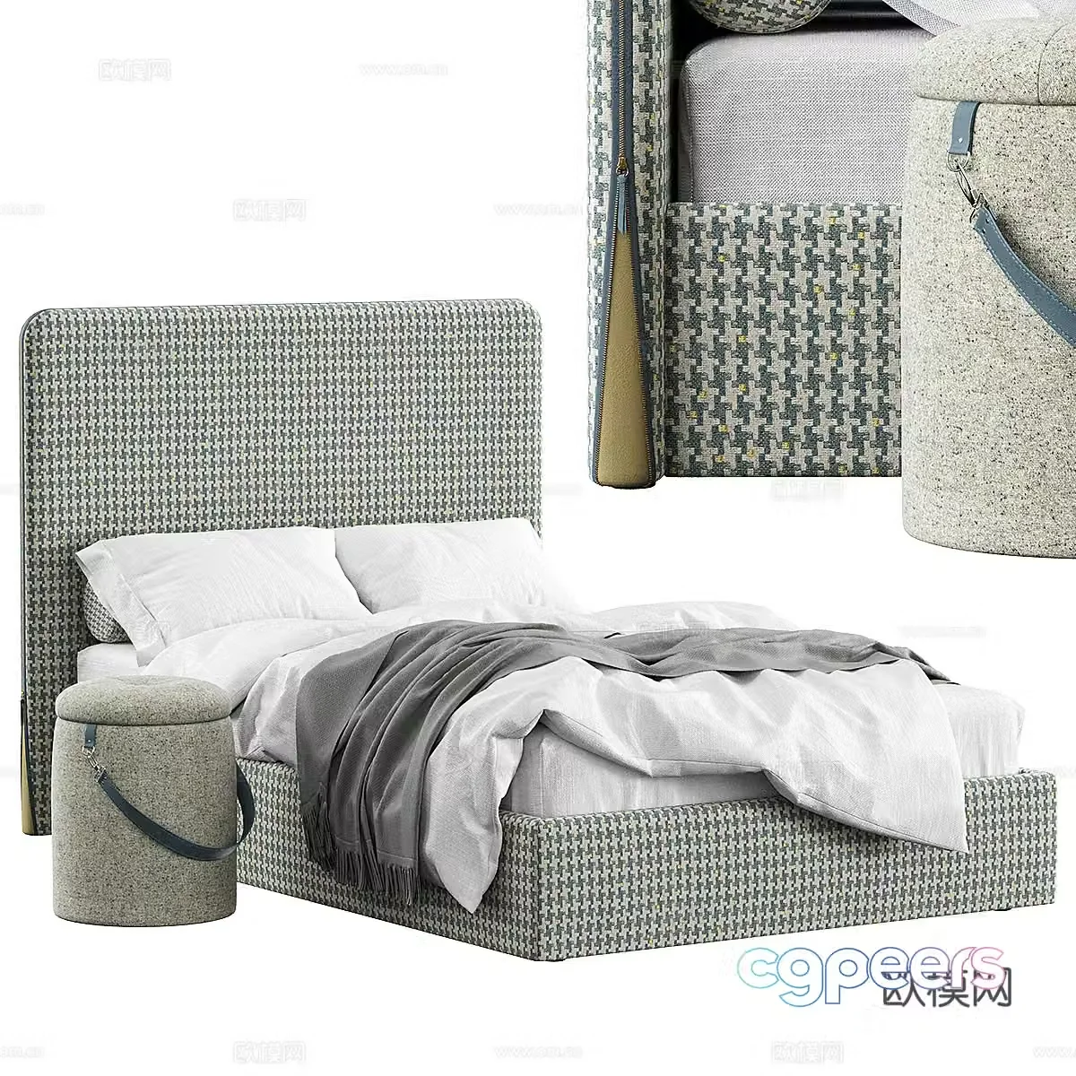Modern fabric children’s bed 3D model