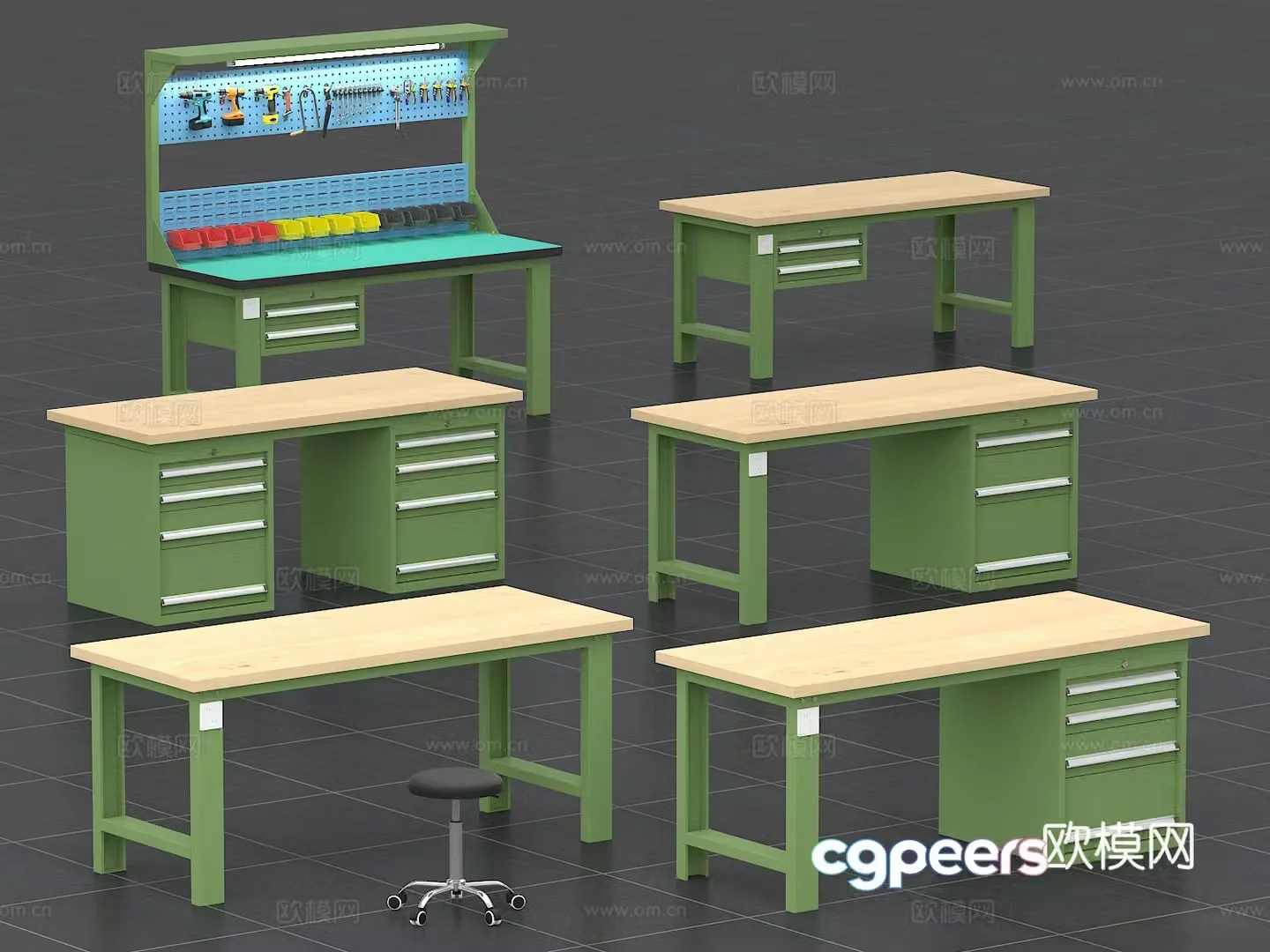 Workbench Tool Cabinet Operating Bench Assembly Line Anti-static 3D Model