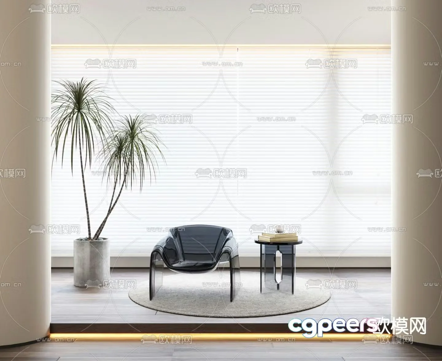 Transparent leisure chair armchair table 3d model