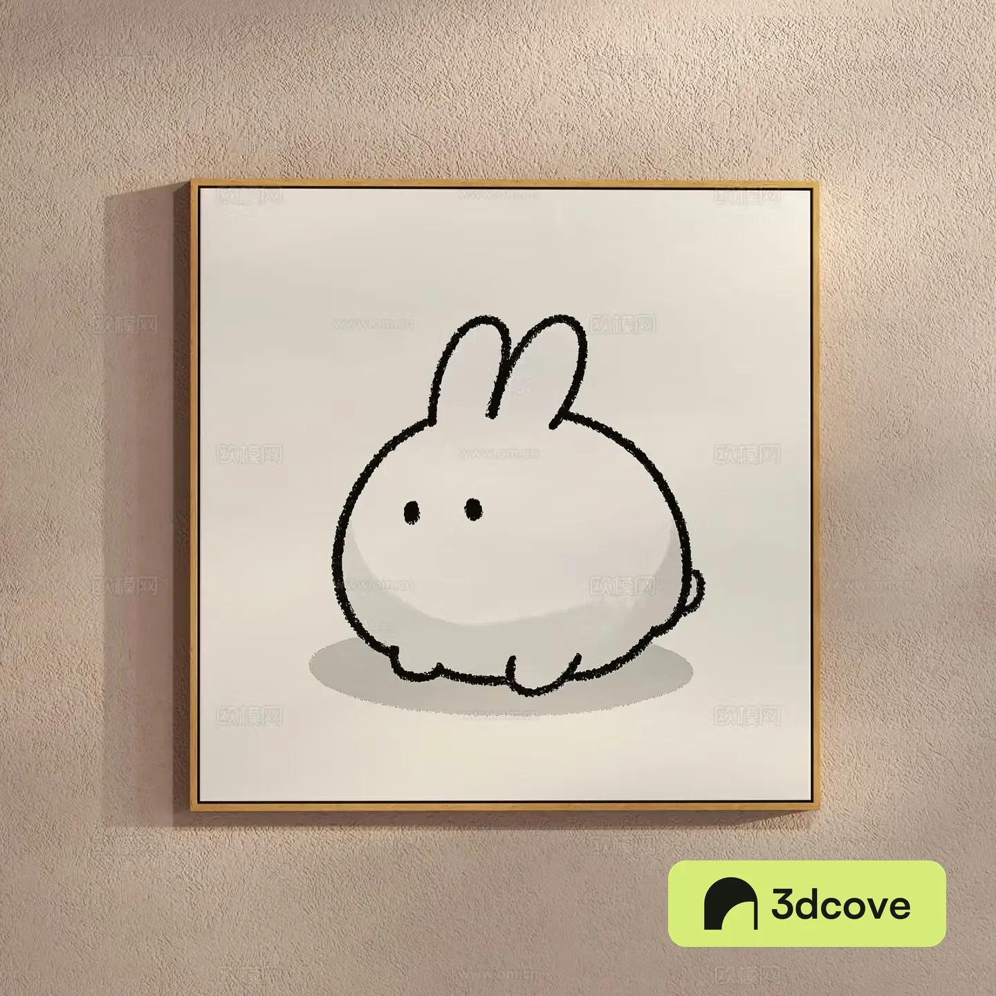 Creamy style simple rabbit painting cartoon hanging painting